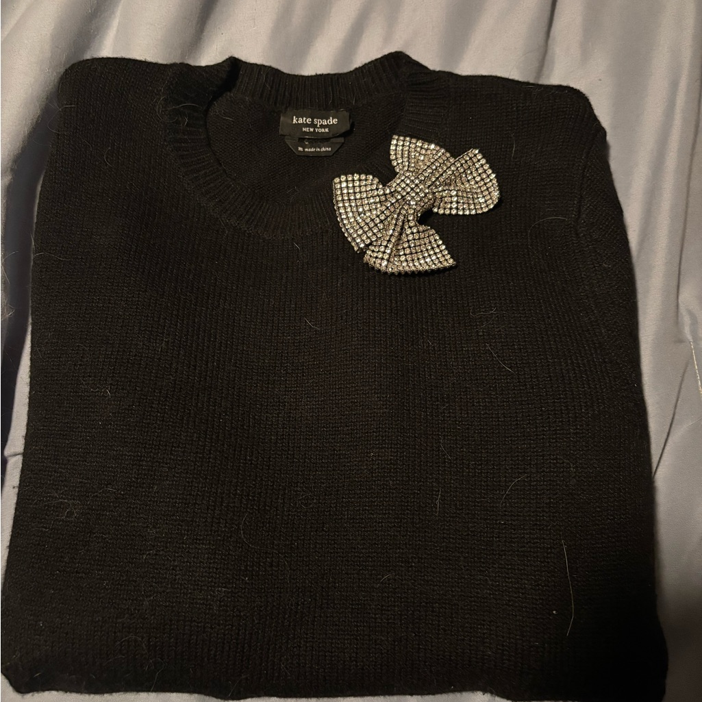 Kate Spade Black Sweater With Checkered Bow